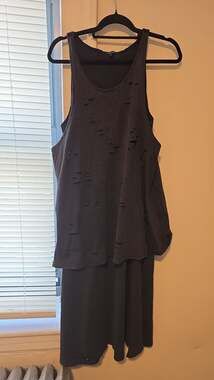 R13 Doubled Up Distressed Tank Dress in Black